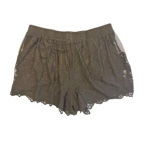 Romantic Torrid Womens M/L Black Mesh Floral Embroidered Lace Scalloped Shorts